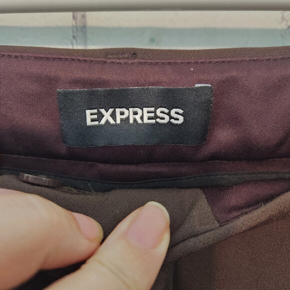 NWT Express Chocolate Brown High Rise Stretch Skinny Dress Slacks Women's 18 T - Picture 6 of 13